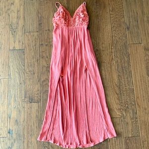 Pink blush lace romper maxi skirt